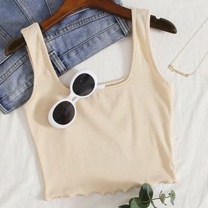 Lettuce edge ribbed knit tank